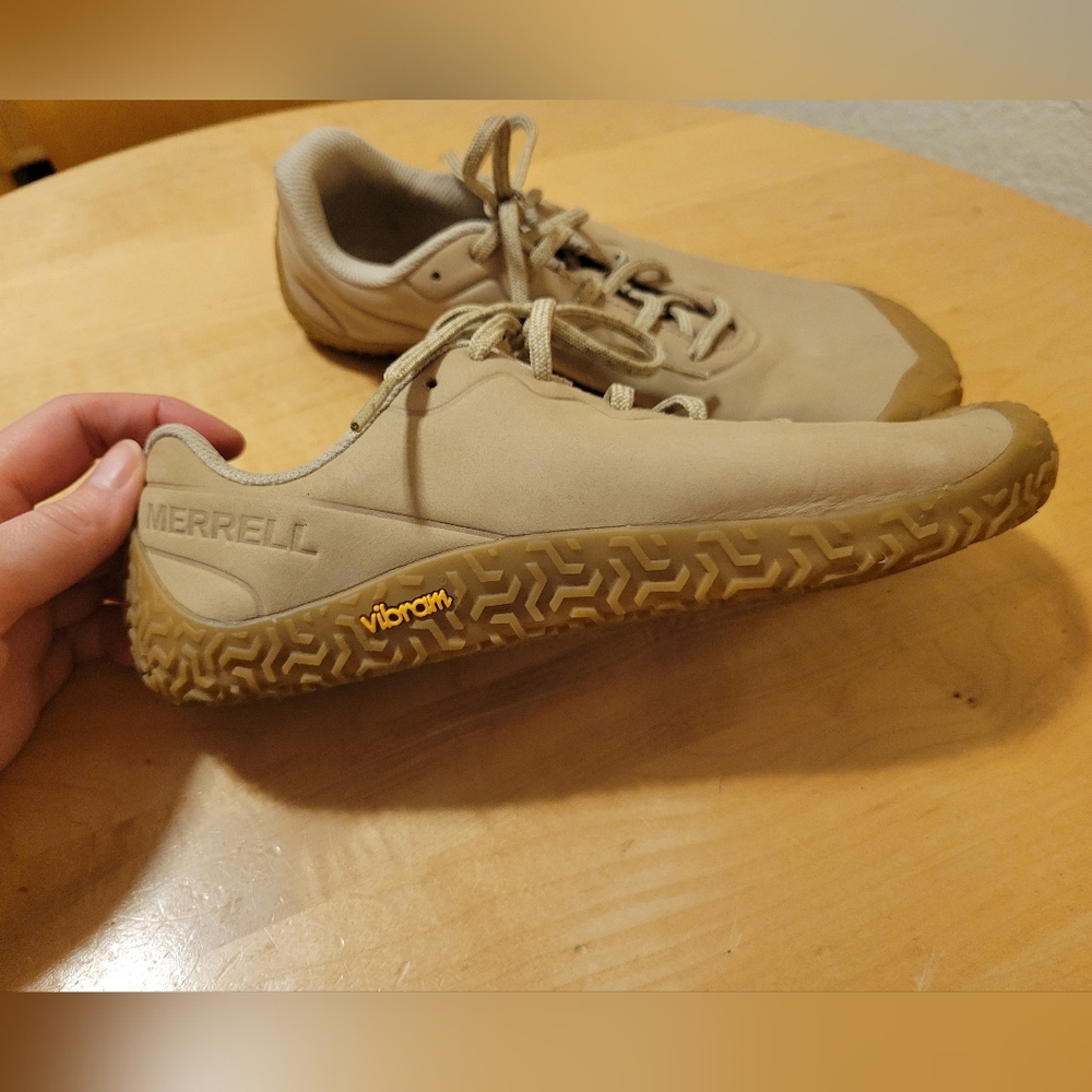 Merrell Women's Vapor Glove 6 Khaki Leather Barefoot Trailrunners Sz39/8.5
